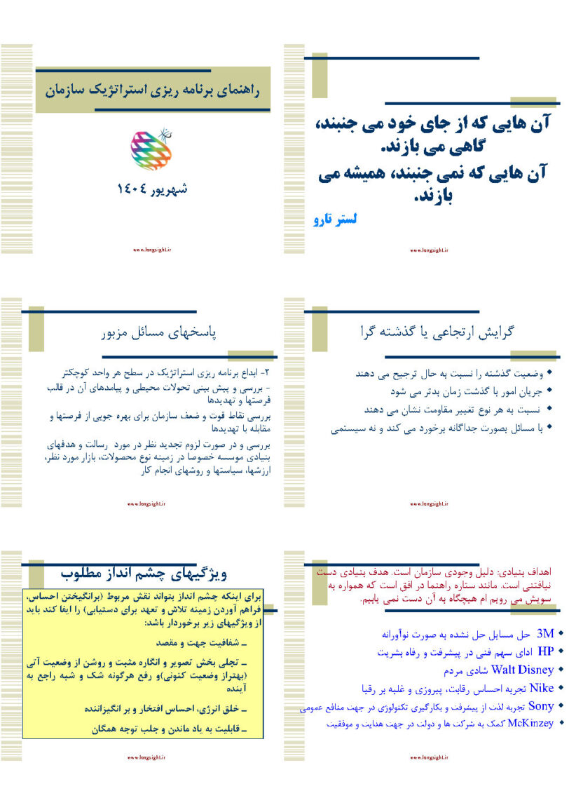 راهنمای برنامه ریزی استراتژیک سازمان و تدوین چشم انداز و ماموریت